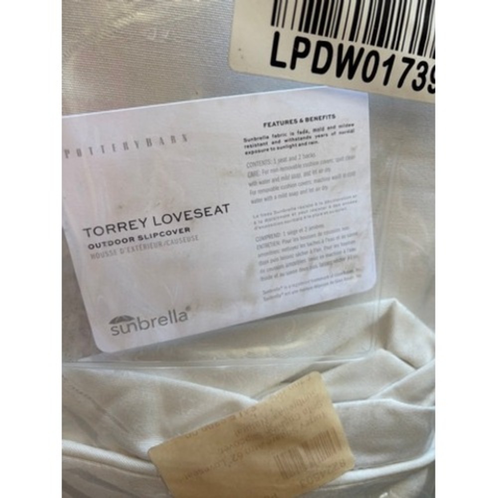 Pottery Barn Torrey Loveseat Outdoor Slipcover Sunbrella Natural 62 Inch 8224503